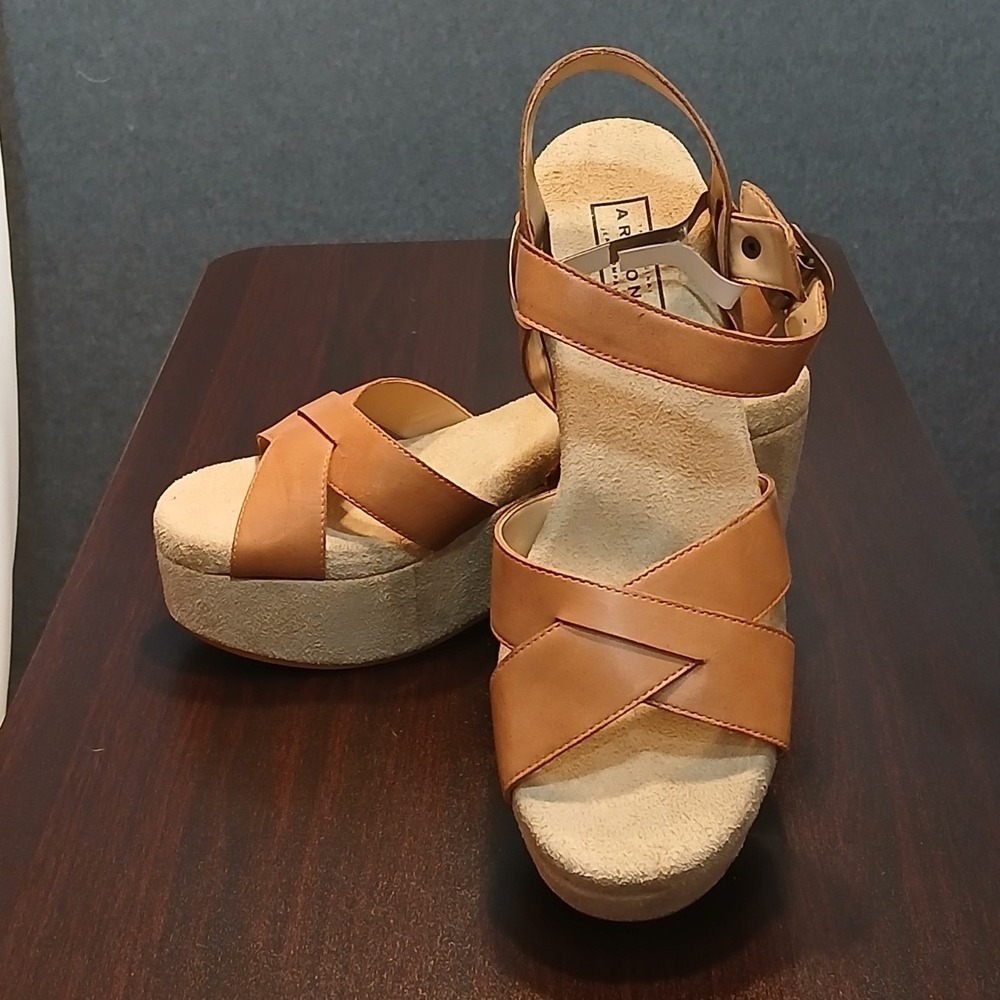 NTW Arizona Jeans sz 8.5 faux suede platform sandals boho hippie y2k strappy